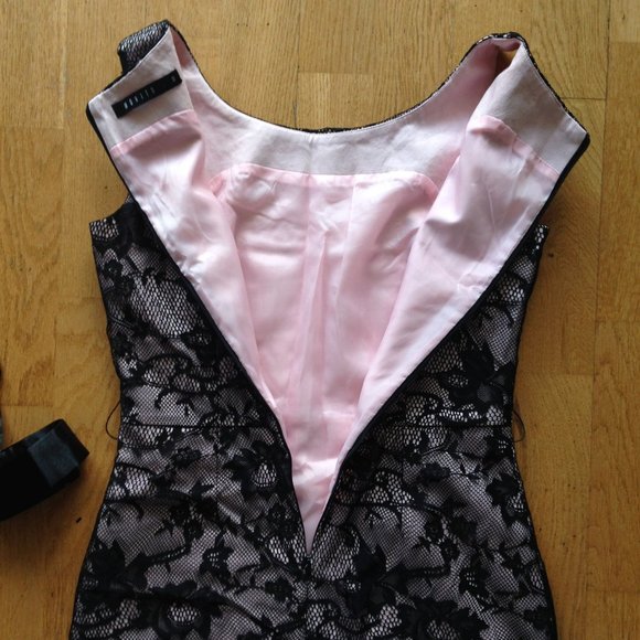 Mohito Sleeveless Midi Sheath Dress Floral Black Mesh Lace - Picture 8 of 15